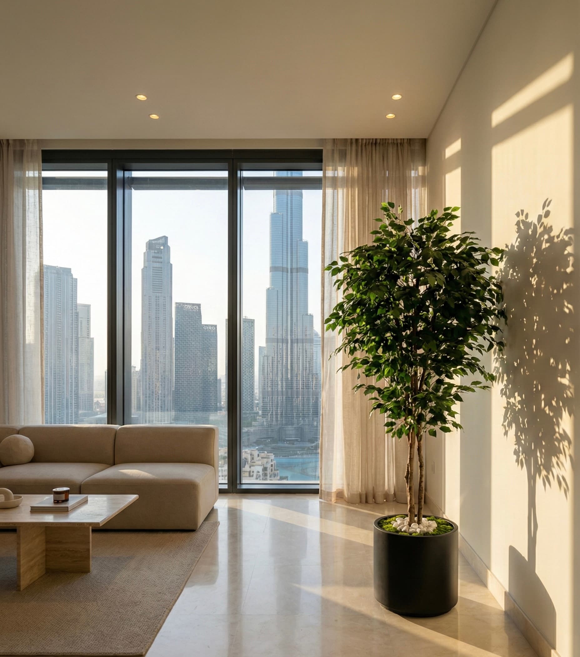 A ficus, set into the wall.